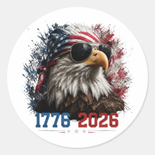Amerika 250 Patriottische Adelaarsvlag 1776–2026 Ronde Sticker