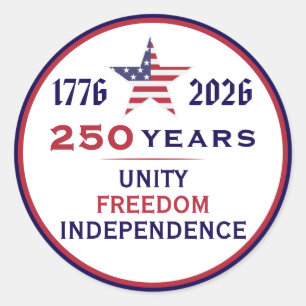 Amerika 250 Patriottische Eenheid Vrijheid Onafhan Ronde Sticker