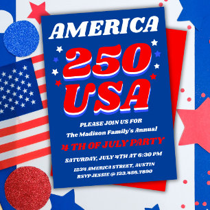 Amerika 250 Patriottische Feest Uitnodiging