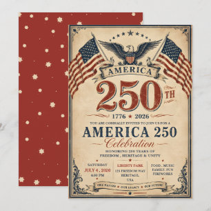Amerika 250 Patriottische Vintage Kaart