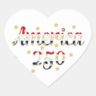 Amerika 250 rood wit blauw goud hart sticker