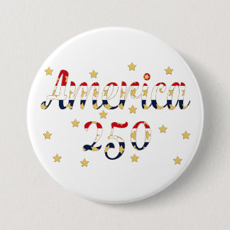 Amerika 250 rood wit blauw goud ronde button 7,6 cm