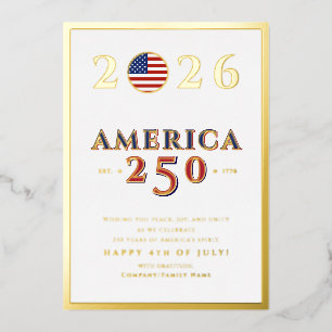 Amerika 250 Semi-quince-jaarfeest 2026 4 juli Folie Feestdagenkaart