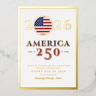 Amerika 250 Semi-quincentennial 2026 4 juli Folie Feestdagenkaart