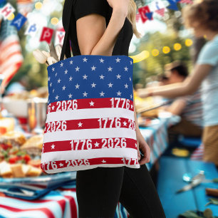 Amerika 250 Stars & Stripes 1776 2026 Lettering Draagtas