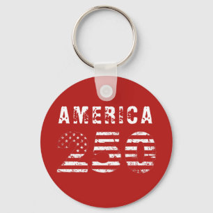Amerika 250 Verjaardag Grunge Tekst Rood Sleutelhanger