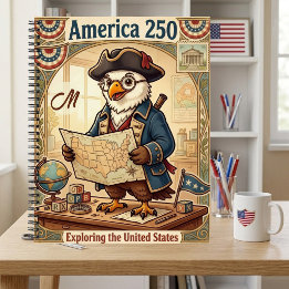 Amerika 250 Verjaardag Patriottisch Monogram Antie Notitieboek
