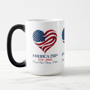 Amerika 250 Vlag Hart 1776-2026 Kleurveranderende  Magische Mok
