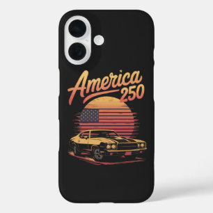 Amerika 250 VS Retro Zonsondergang iPhone 16 Hoesje