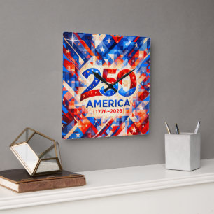 Amerika 250e verjaardag 1776–2026 USA Patriottisch Vierkante Klok
