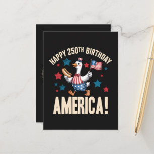 Amerika 250e verjaardag Dwaze Patriottische Gans Aankondigingskaart