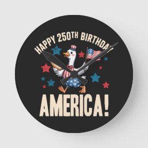Amerika 250e verjaardag Dwaze Patriottische Gans Ronde Klok