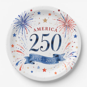 Amerika 250e verjaardag papieren borden bordje