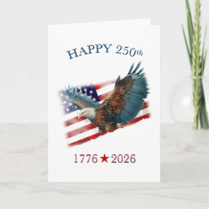 Amerika 250e Verjaardag Patriottische 4 juli Kaart