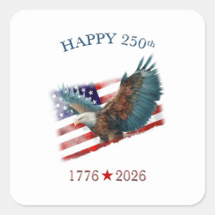 Amerika 250e verjaardag Patriottische 4 juli Vierkante Sticker
