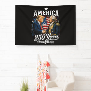 Amerika 250e verjaardag Trump Washington Spandoek