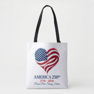 Amerika 250e Verjaardag Vlag Hart Boodschappentas Draagtas