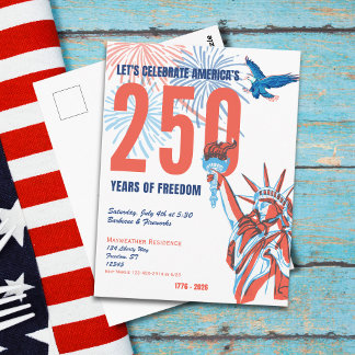Amerika 250ste Retro Standbeeld van de Vrijheid Ui Briefkaart