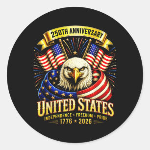 Amerika 250ste verjaardag 1776-2026 Patriotisch Us Ronde Sticker