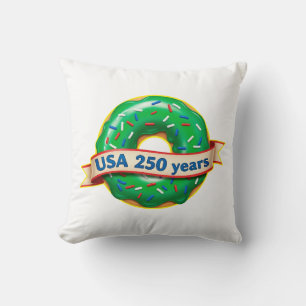 Amerika 250ste verjaardag VS met zoete donut Kussen