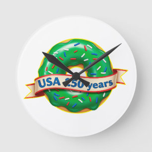 Amerika 250ste verjaardag VS met zoete donut Ronde Klok