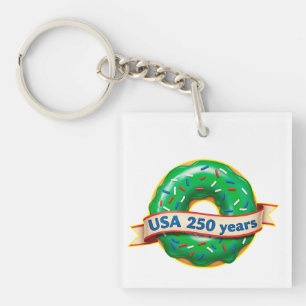 Amerika 250ste verjaardag VS met zoete donut Sleutelhanger