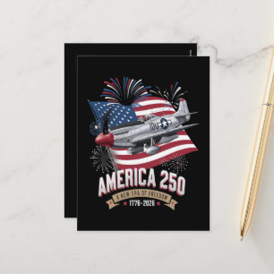 Amerika 250ste verjaardagsvliegtuig feestdagenkaart