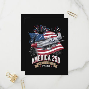 Amerika 250ste verjaardagsvliegtuig uitnodiging briefkaart