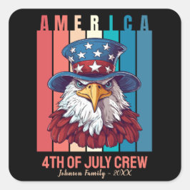 Amerika 4 juli Crew Patriotic gepersonaliseerd Vierkante Sticker