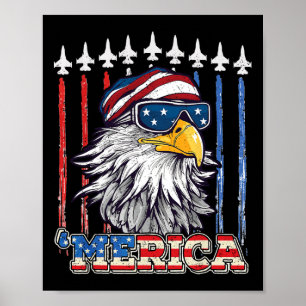 Amerika 4 juli Eagle Mullet Vlag Patriottisch Poster