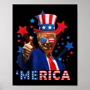 Amerika 4 juli Vuurwerk Grappig Trump Independe Poster