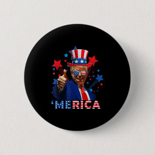 Amerika 4 juli Vuurwerk Grappig Trump Independe Ronde Button 5,7 Cm