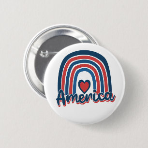 Amerika, 4de juli, Celebration Rainbow USA Ronde Button 5,7 Cm