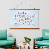Amerika | Aquarel geïllustreerde kaart van de VS