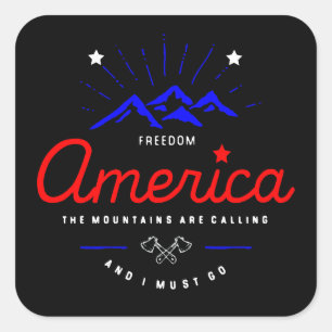 Amerika Bergen roepen Ik moet gaan Donkere kleur Vierkante Sticker