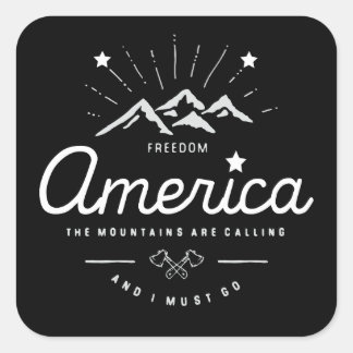 Amerika Bergen roepen Ik moet gaan Mono Donker Vierkante Sticker