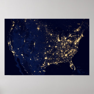 Amerika bij nacht poster