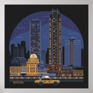 Amerika Boston Stad Silhouette, Boston Ma Us Silho Poster