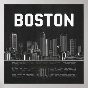 Amerika Boston Stad Silhouette, Boston Ma Us Silho Poster