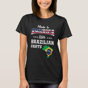 Amerika Braziliaanse Onderdelen Brazilië Kaart VS T-shirt