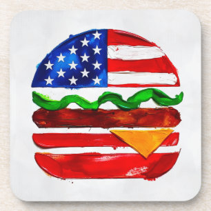 Amerika Burger (Wit Schilderij Nr. 1) Bier Onderzetter