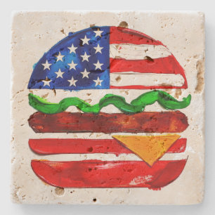 Amerika Burger (Wit Schilderij Nr. 1) Stenen Onderzetter