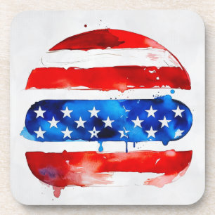 Amerika Burger (Wit Schilderij Nr. 2) Bier Onderzetter