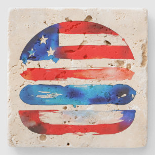 Amerika Burger (Wit Schilderij Nr. 3) Stenen Onderzetter