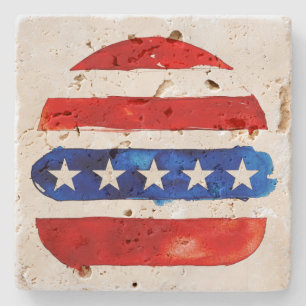 Amerika Burger (Wit Schilderij Nr. 4) Stenen Onderzetter