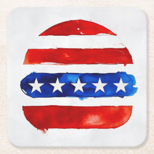Amerika Burger (Wit Schilderij Nr. 4) Vierkante Kartonnen Onderzetter