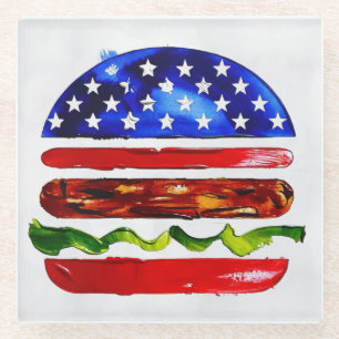 Amerika Burger (Wit Schilderij Nr. 5) Glazen Onderzetter