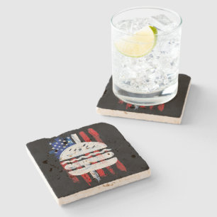 Amerika Burger (Zwart Schilderij Nr. 1) Stenen Onderzetter