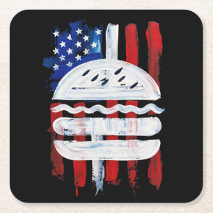 Amerika Burger (Zwart Schilderij Nr. 1) Vierkante Kartonnen Onderzetter
