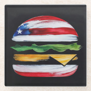 Amerika Burger (Zwart Schilderij Nr. 2) Glazen Onderzetter